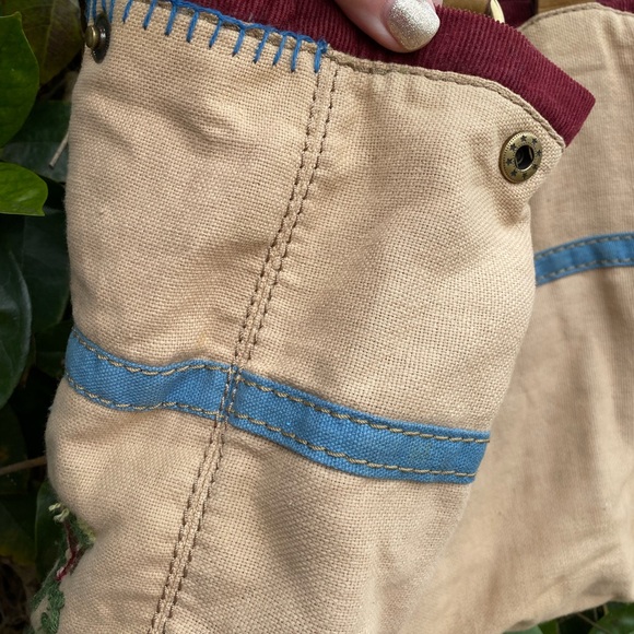Cotton & leather LUCKY BRAND bag! Cute floral stitching! Unique colors- FUN/ EUC - Picture 7 of 16